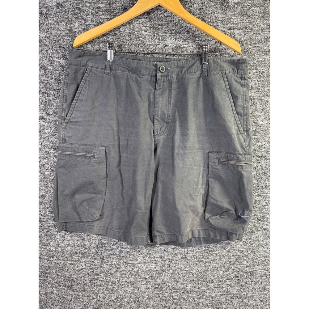 Nike Mens 38 Ripstop Cargo Shorts Charcoal Grey Embroidered Swoosh Logo Utility
